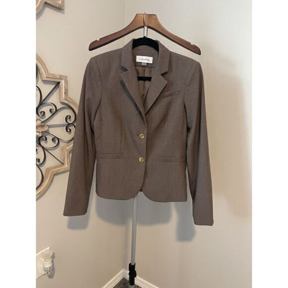 Calvin Klein Women's Lined Brown Blazer 2 Button Jacket - Size 6